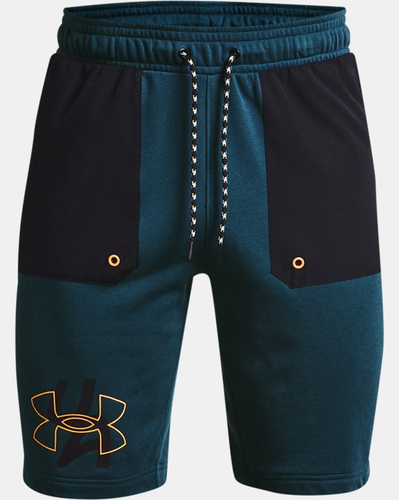 Men's UA Rival Terry Scribble Shorts, Blue, pdpMainDesktop image number 4